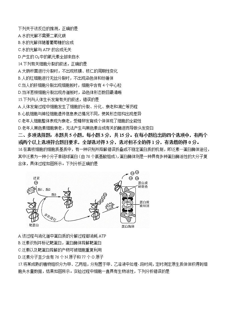 2022-2023学年山西省朔州市高一上学期期末考试生物学试题（Word版含答案）03