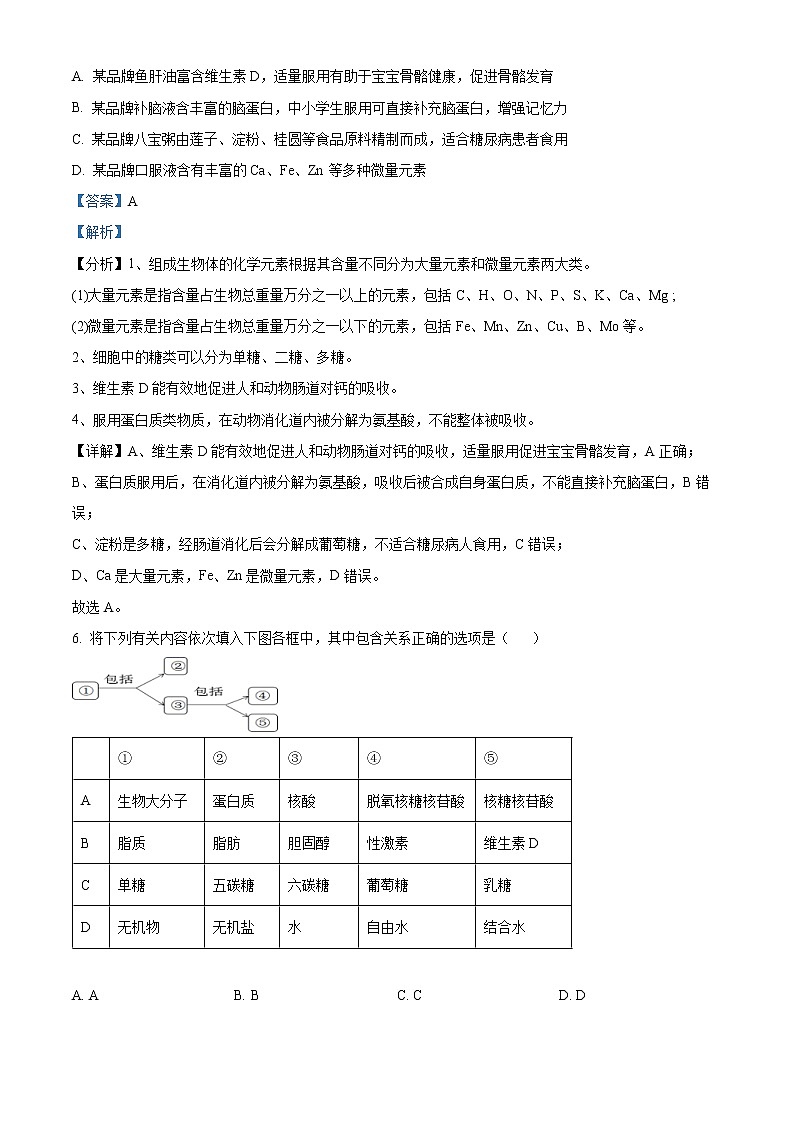 2022-2023学年新疆维吾尔自治区生产建设兵团二中高一上学期期末生物试题（解析版）第3页