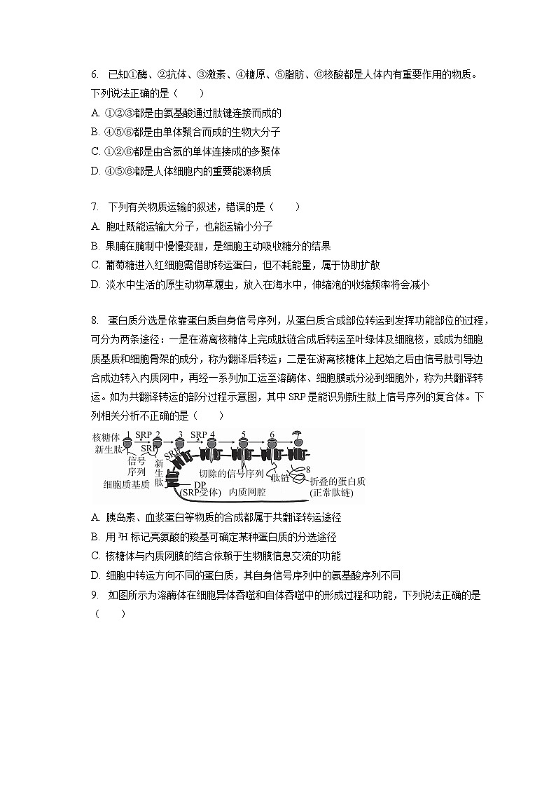 2022-2023学年湖北省荆州中学高一（上）期末生物试卷（含答案解析）02