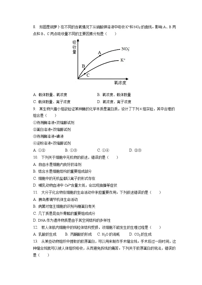 2022-2023学年湖南省衡阳市衡阳五中高一（上）期末生物试卷（含答案解析）02