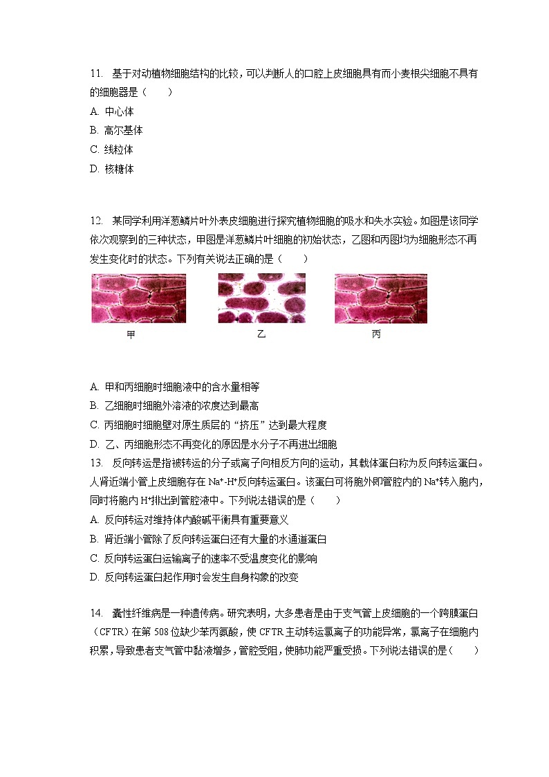 2022-2023学年山东省青岛市平度市高一（上）期末生物试卷（含答案解析）03