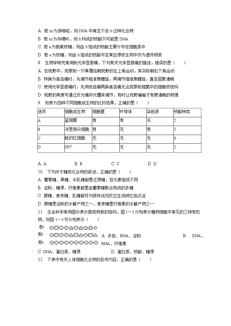2022-2023学年天津市河东七中高一（上）期末生物试卷（含答案解析）02