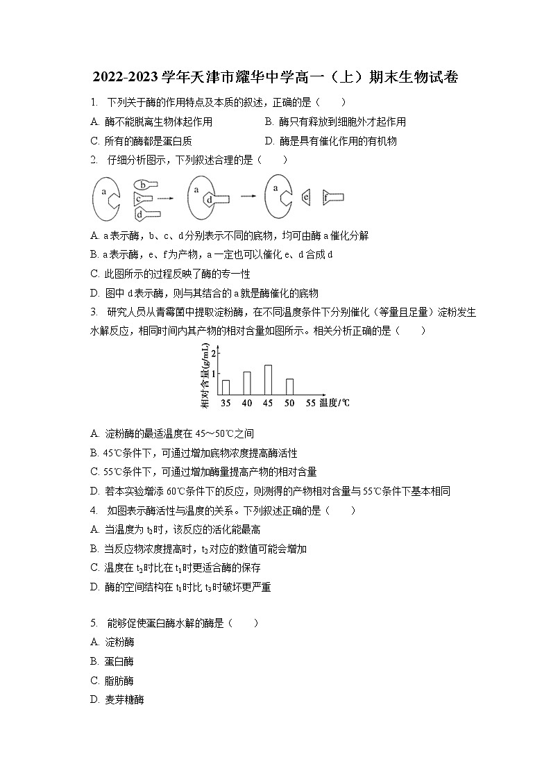 2022-2023学年天津市耀华中学高一（上）期末生物试卷（含答案解析）第1页