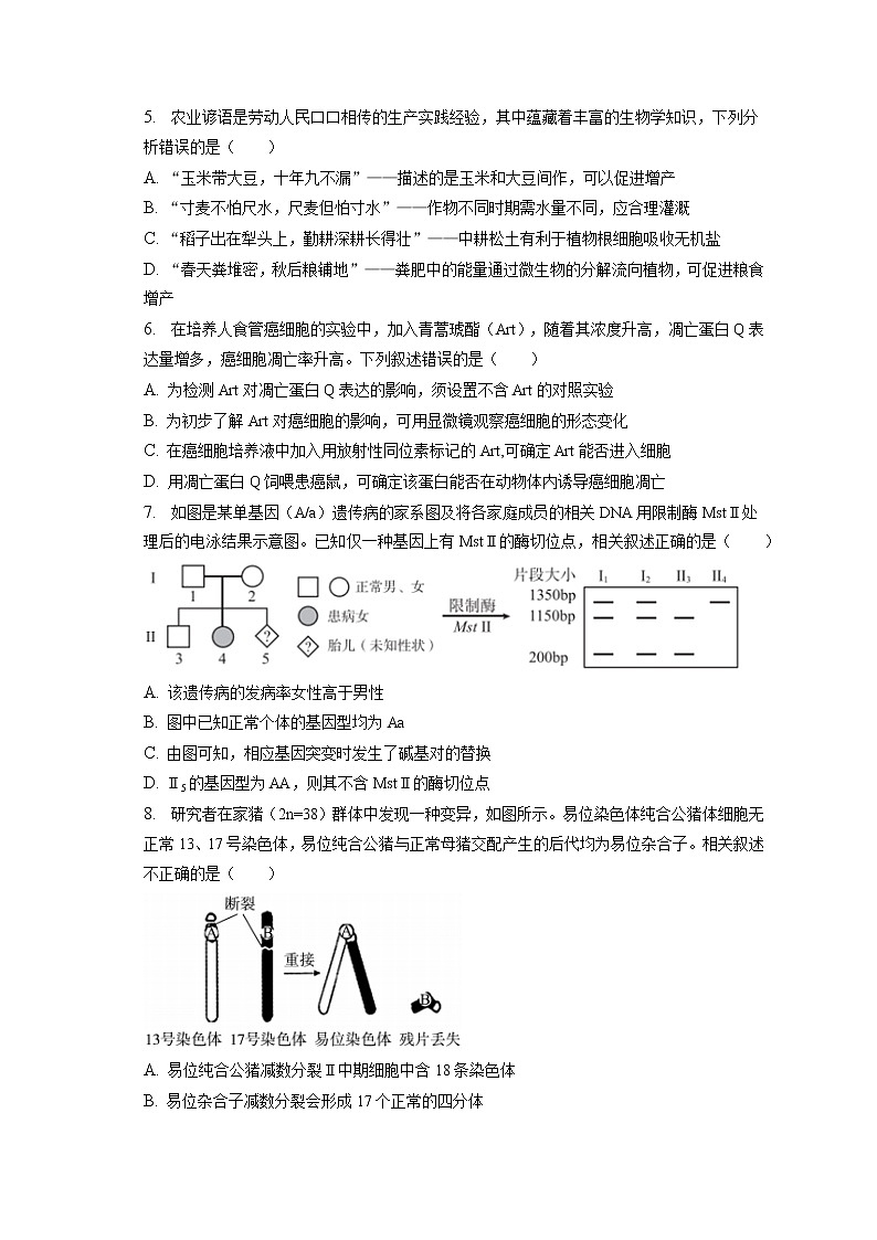 2022-2023学年北京市大兴区高三（上）期末生物试卷（含答案解析）第2页