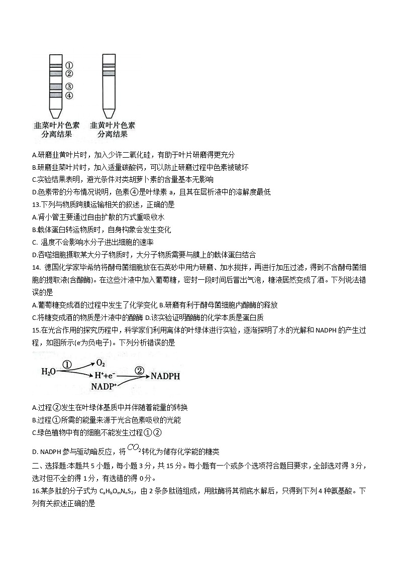贵州省遵义市2022-2023学年高一上学期期末生物试题(含答案)第3页