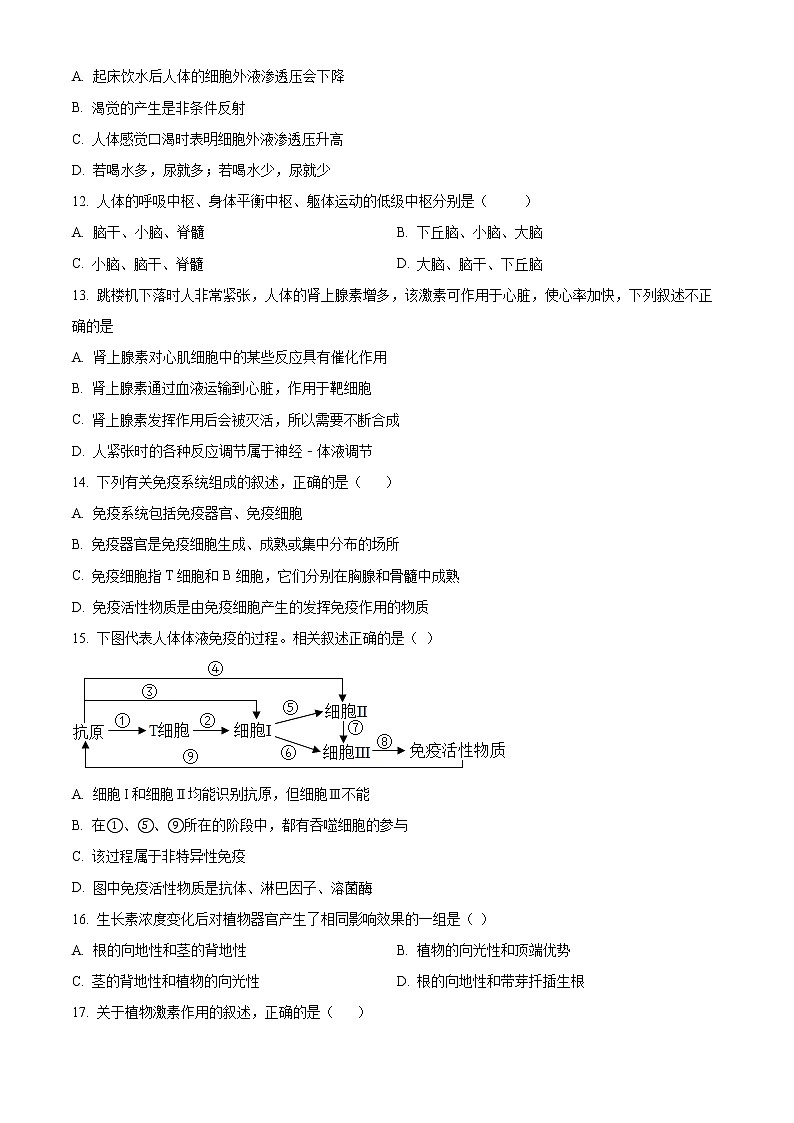 四川省成都市四川师大附中2022-2023学年高二上学期期末调研考试模拟生物试题无答案第3页