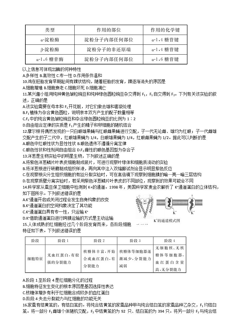 2022-2023学年广东省深圳市六校联盟高三上学期10月期中联考 生物（解析版） 试卷02