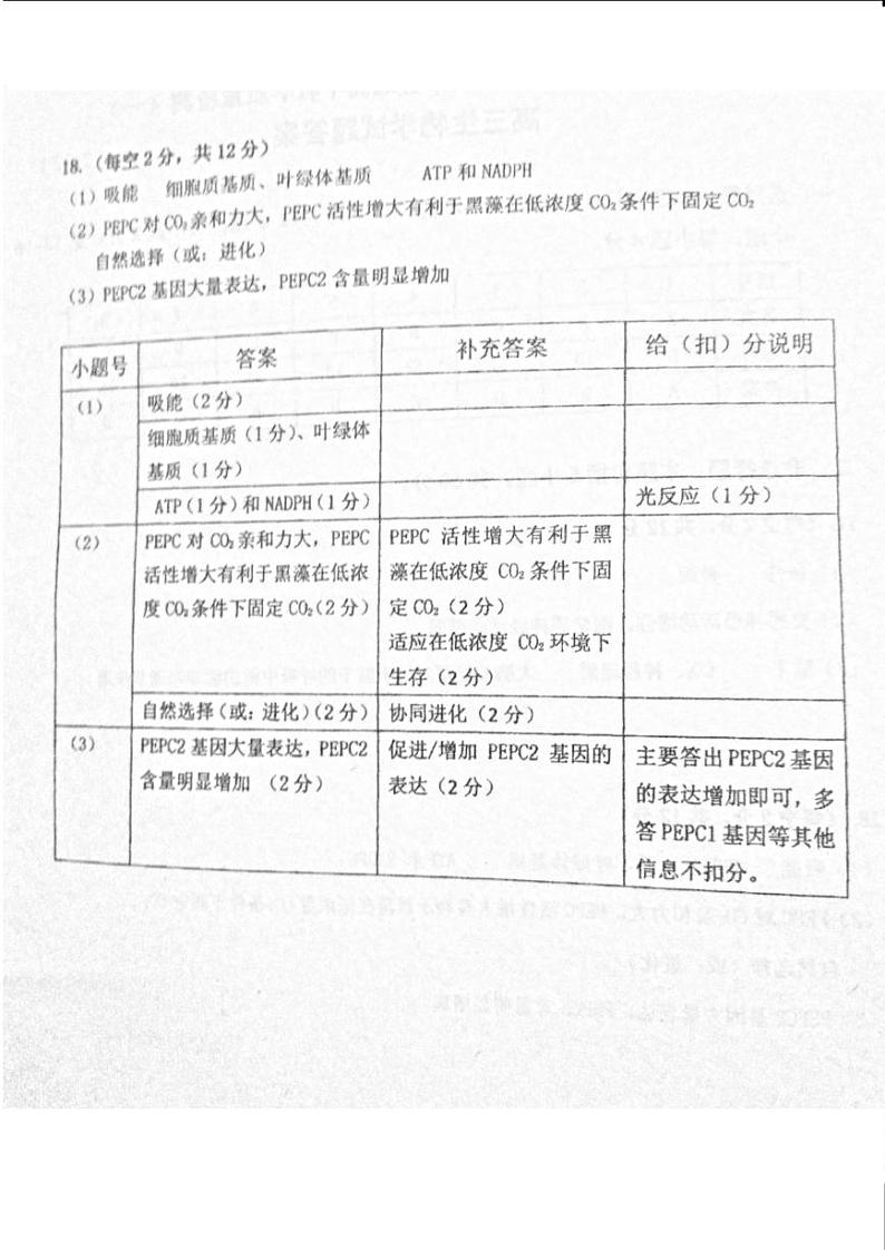 2023佛山高三上学期教学质量检测（一模）生物PDF版含答案03