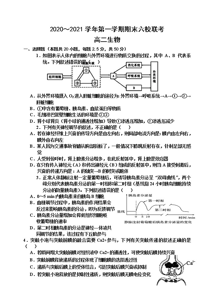 2021天津市六校联考高二上学期期末生物试题含答案01