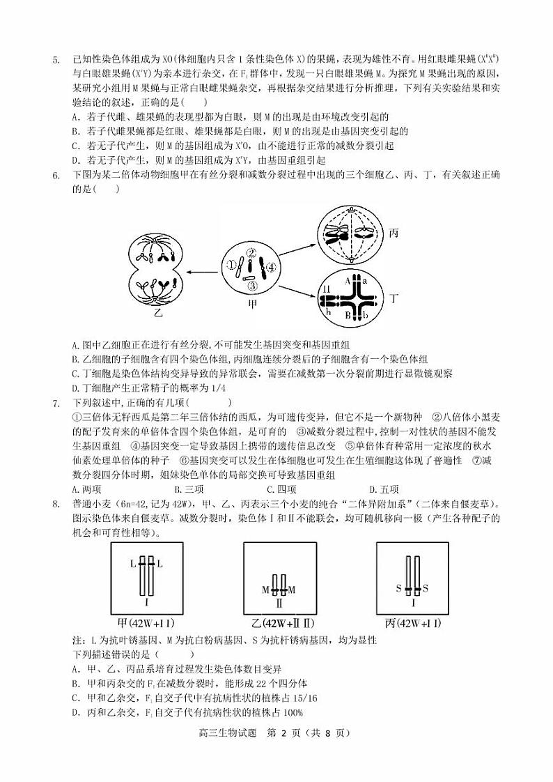 河北省邢台2022高三生物上学期12月联考试题第2页