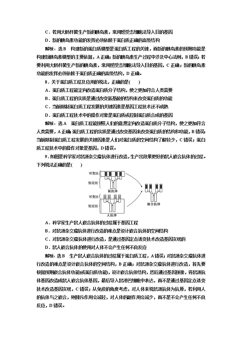 人教版（2019）高中生物选择性必修三第3章第4节蛋白质工程的原理和应用课时作业含答案第3页