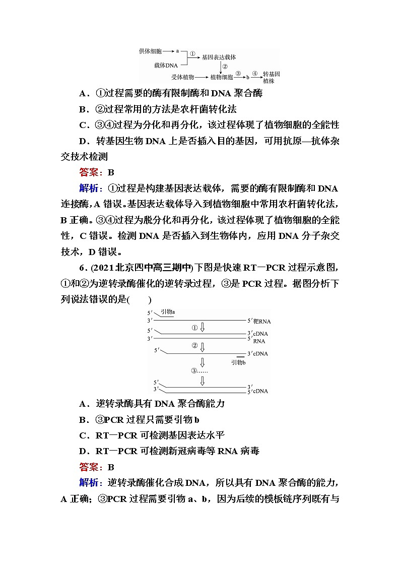 人教版高中生物选择性必修3基因工程的基本操作程序作业含答案03