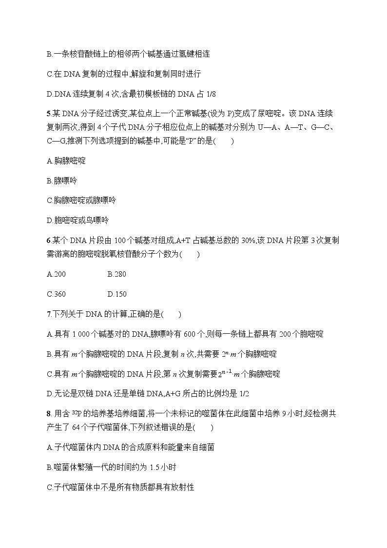 人教版高中生物必修二DNA的复制作业含答案2第2页