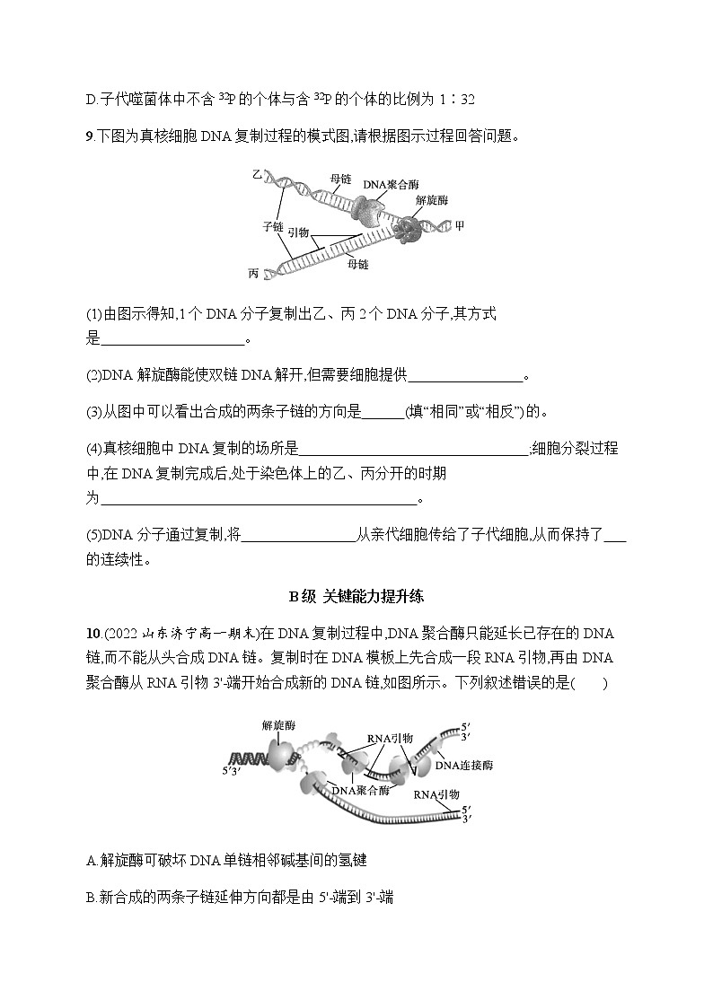 人教版高中生物必修二DNA的复制作业含答案2第3页