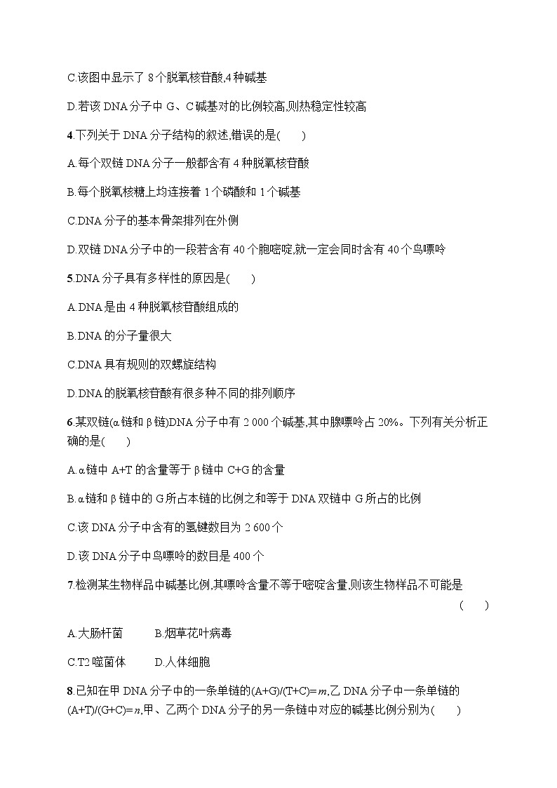 人教版高中生物必修二DNA的结构作业含答案1第2页