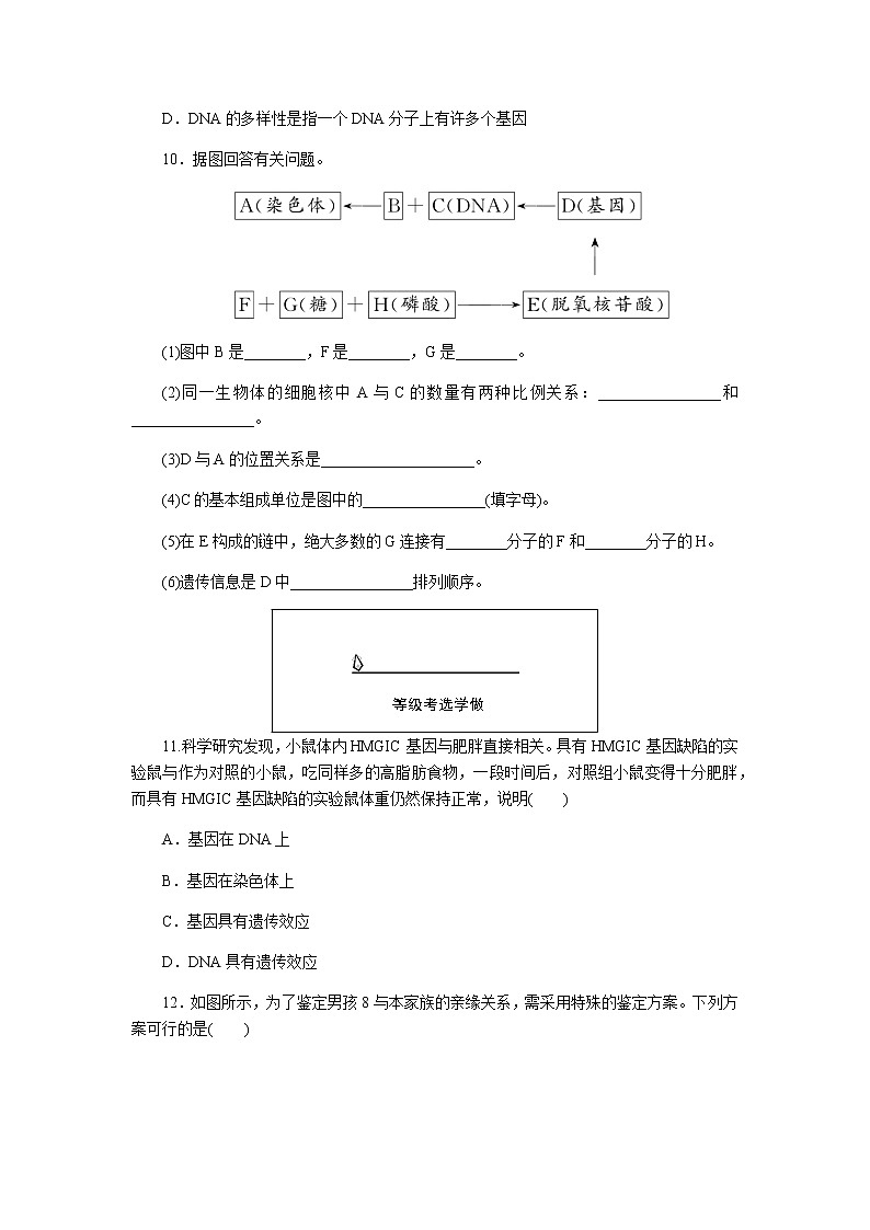 人教版高中生物必修二基因通常是有遗传效应的DNA片段作业含答案1第3页