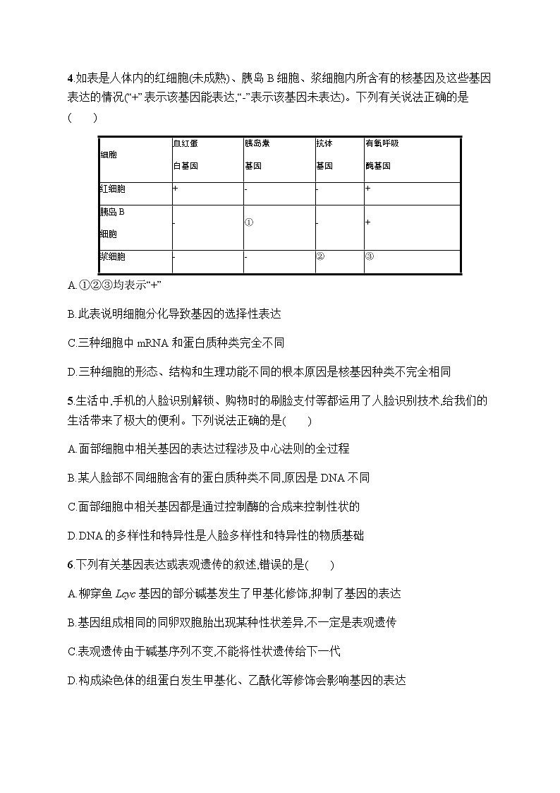 人教版高中生物必修二基因表达与性状的关系作业含答案202
