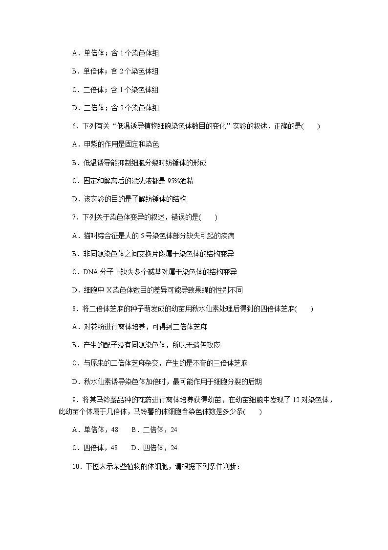 人教版高中生物必修二染色体变异作业含答案第2页