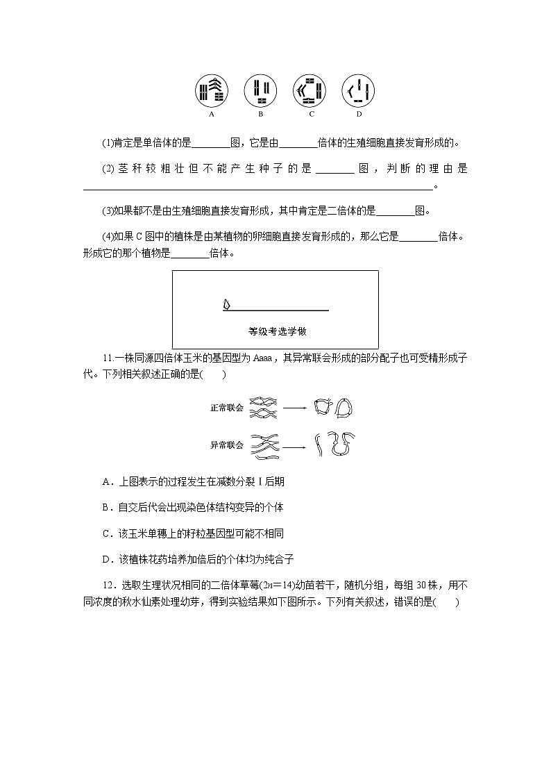 人教版高中生物必修二染色体变异作业含答案第3页
