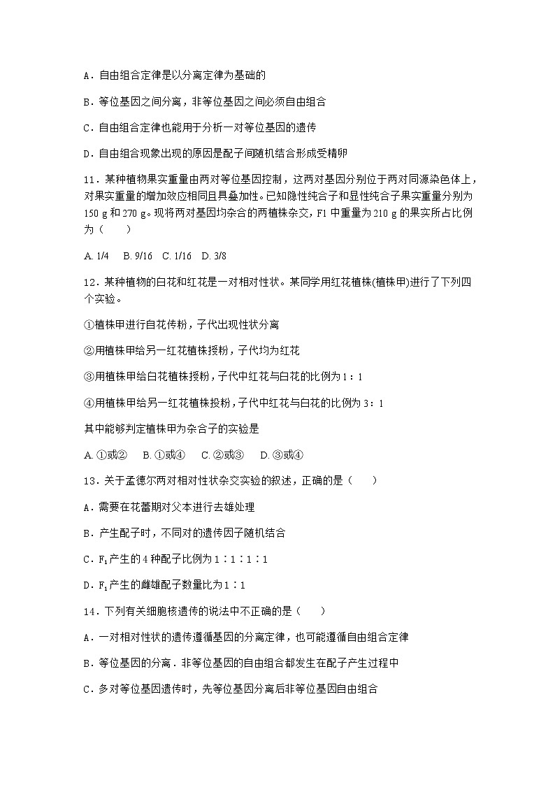 人教版高中生物必修2第2节孟德尔的豌豆杂交实验（二）同步作业含答案1第3页