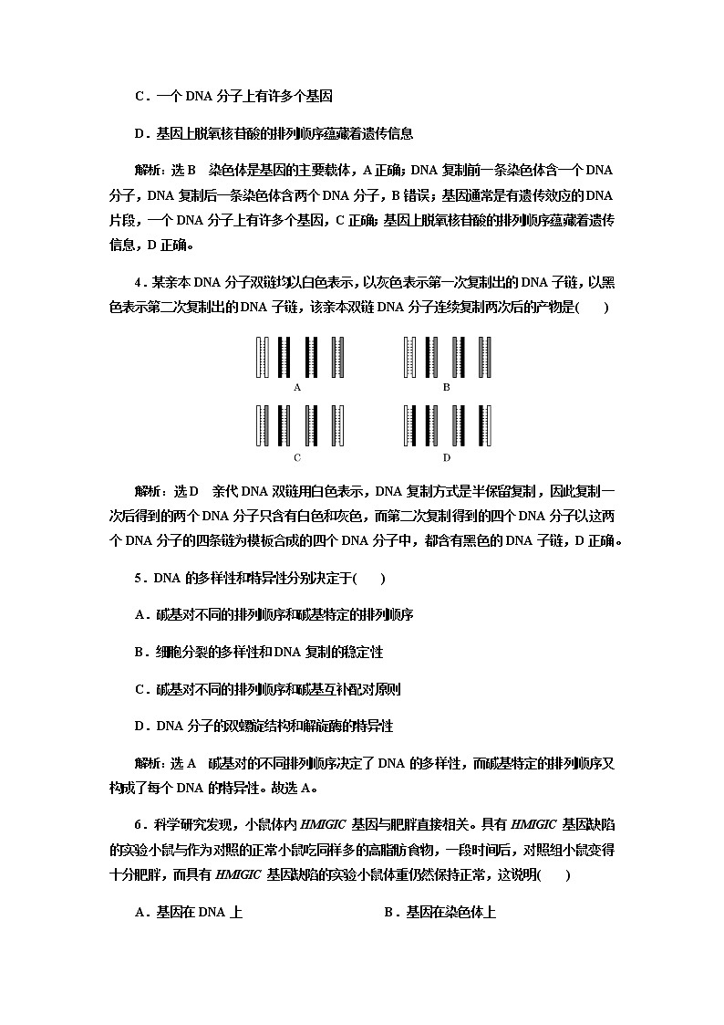 人教版高中生物必修二DNA的复制、基因通常是有遗传效应的DNA片段作业含答案第2页