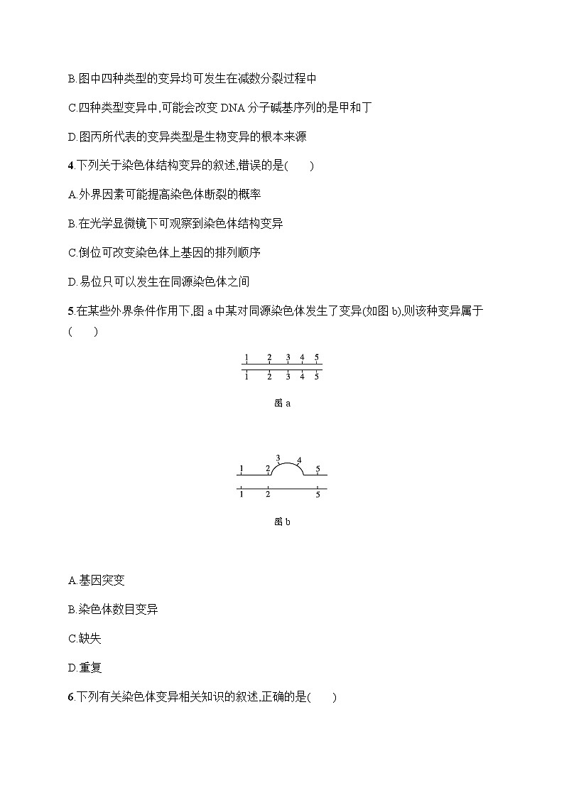 人教版高中生物必修二低温诱导植物细胞染色体数目的变化的实验和染色体的结构变异作业含答案02