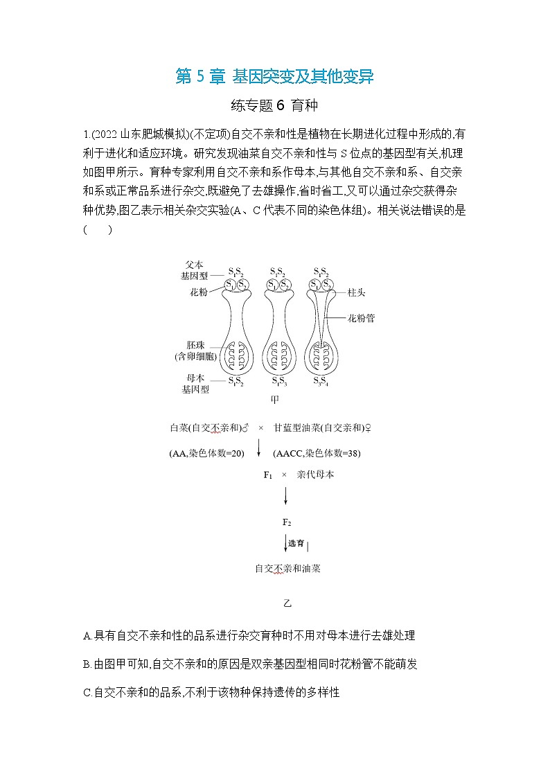 人教版高中生物必修二育种作业含答案01