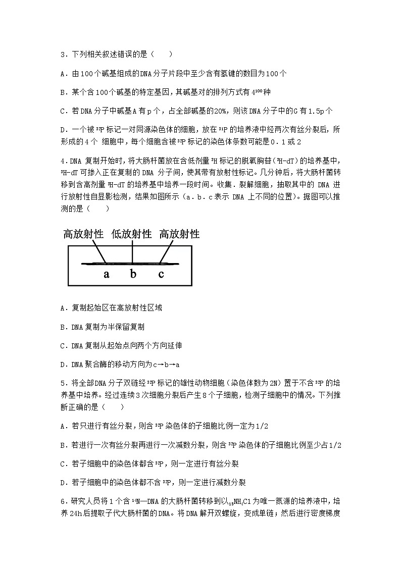 人教版高中生物必修2第3节DNA的复制课堂作业含答案第2页