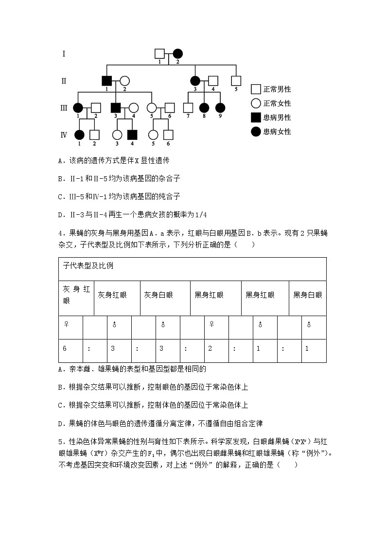人教版高中生物必修2第3节伴性遗传优质作业含答案2第2页