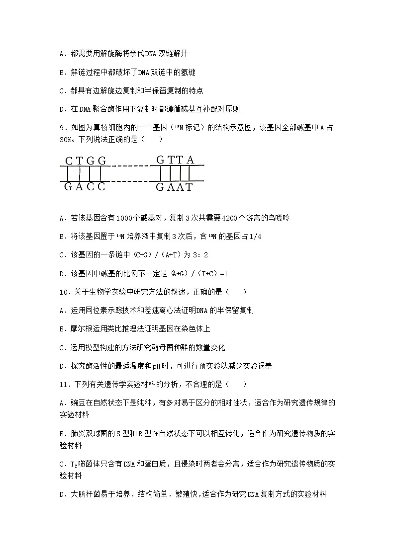 人教版高中生物必修2第3节DNA的复制作业含答案4第3页