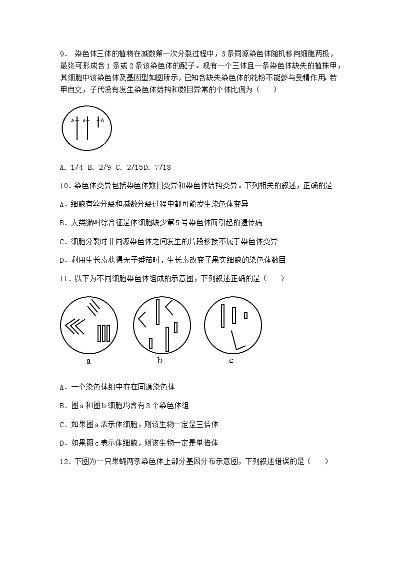 人教版高中生物必修2第2节染色体变异作业含答案203