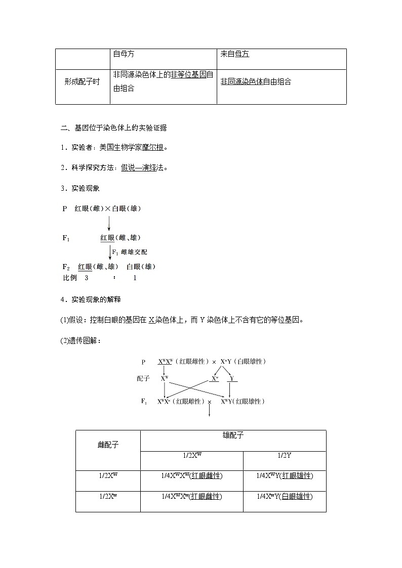 人教版高中生物必修二基因在染色体上学案第2页