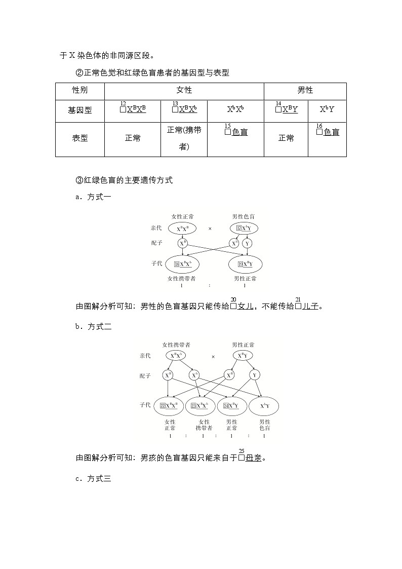 人教版高中生物必修二伴性遗传学案03