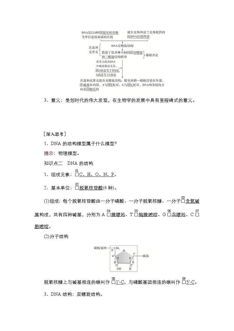 人教版高中生物必修二DNA的结构学案02