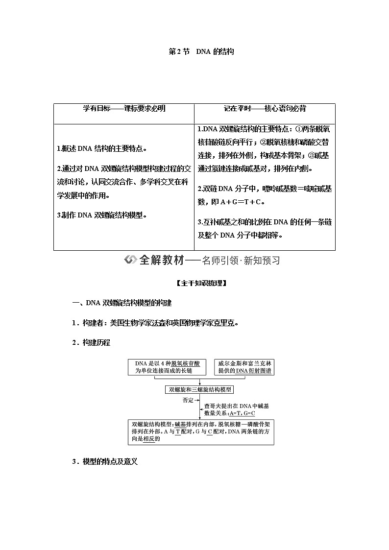人教版高中生物必修二DNA的结构学案01