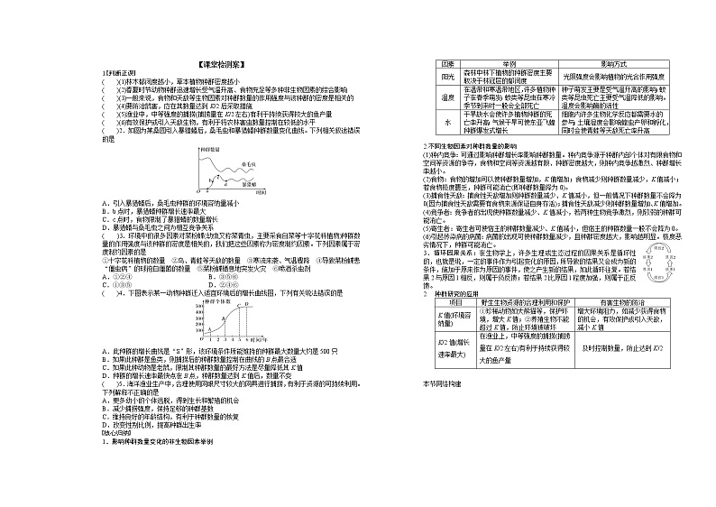 人教版（2019）高中生物选择性必修二1-3影响种群数量变化的因素1学案02