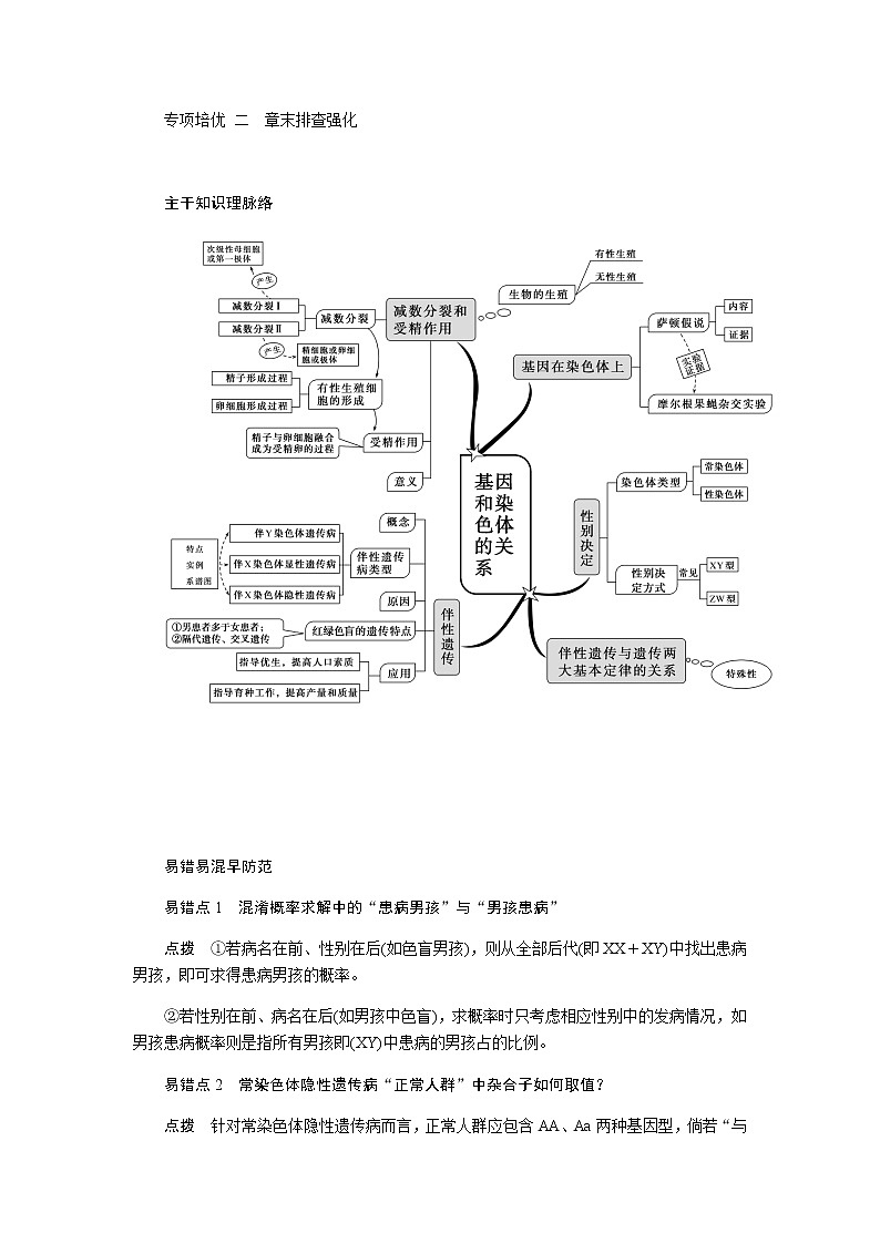 人教版高中生物必修二基因和染色体的关系专项培优二学案含答案01