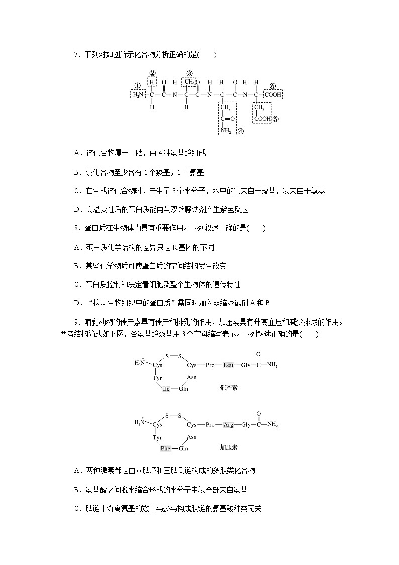 人教版高中生物必修一蛋白质是生命活动的主要承担者作业含答案第3页