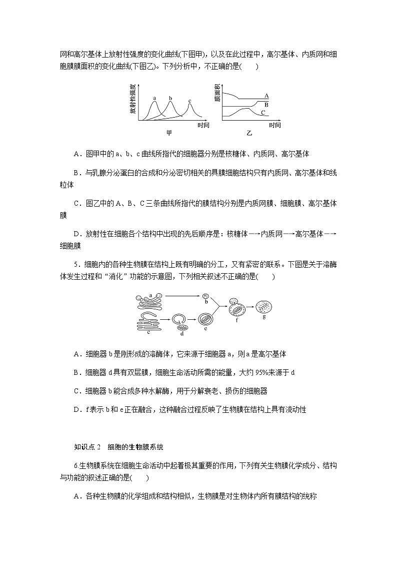 人教版高中生物必修一细胞器之间的分工合作(2)作业含答案第2页