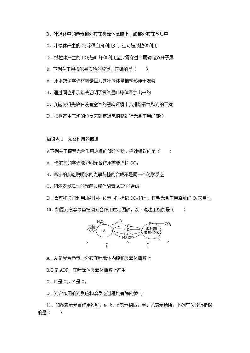 人教版高中生物必修一光合作用与能量转化作业含答案第3页