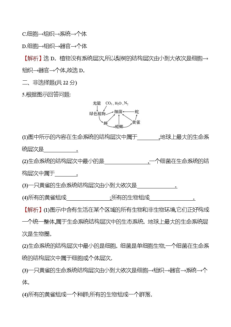 人教版高中生物必修一细胞是生命活动的基本单位作业含答案第3页