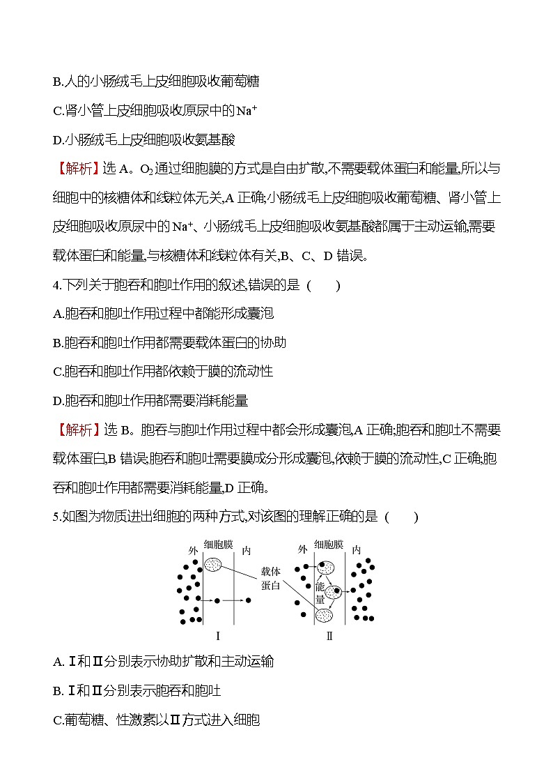 人教版高中生物必修一主动运输与胞吞、胞吐作业含答案02