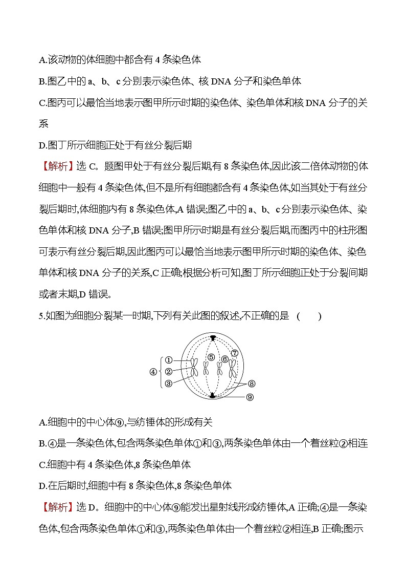 人教版高中生物必修一微专题强化练（四）细胞周期和有丝分裂作业含答案第3页