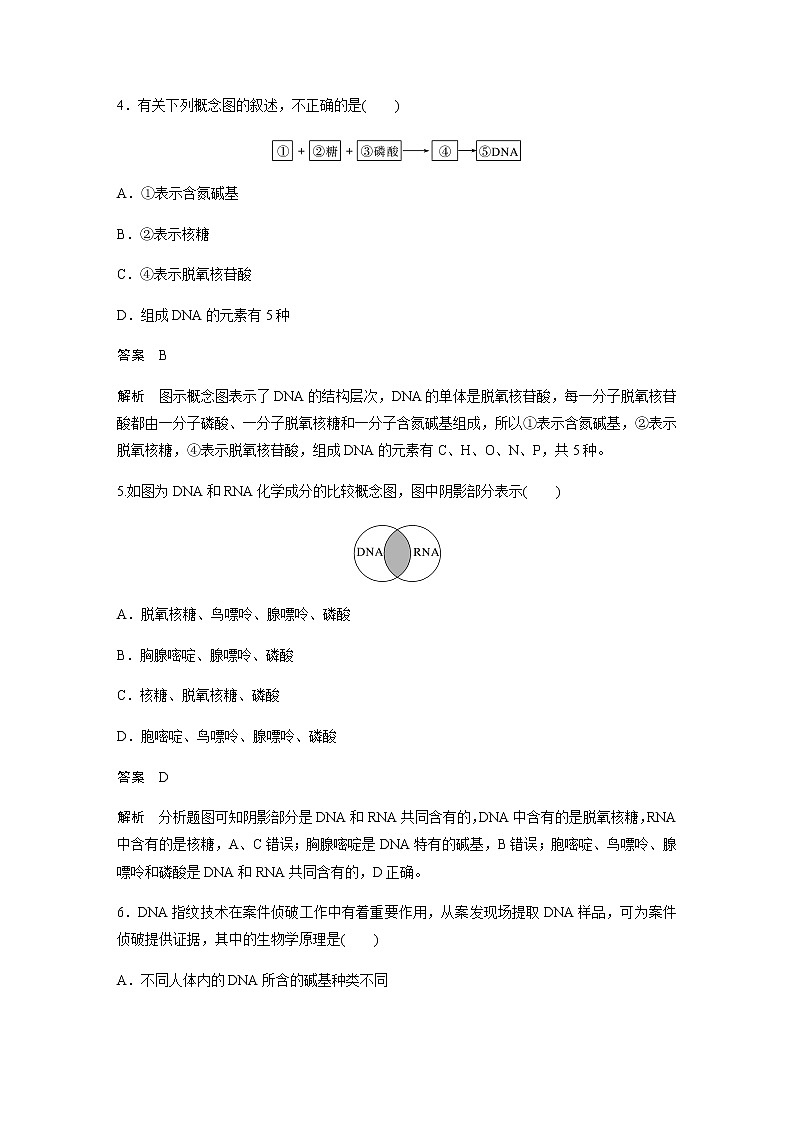 人教版高中生物必修一核酸是遗传信息的携带者作业含答案02