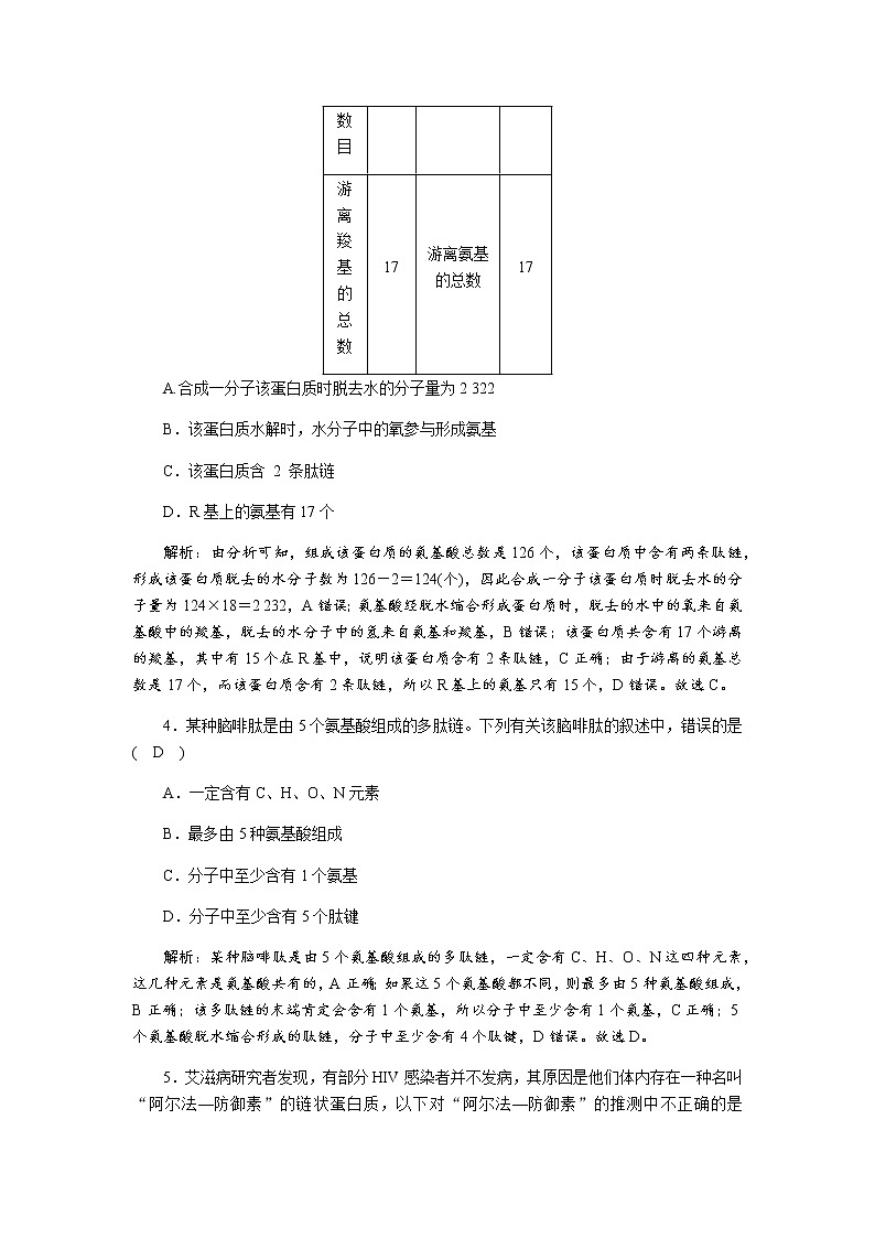 人教版（2019）高中生物必修1蛋白质是生命活动的主要承担者作业含答案第3页