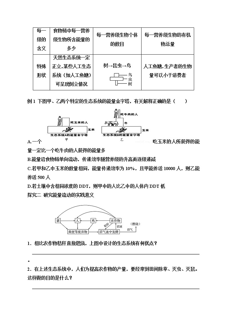 人教版（2019）高中生物选择性必修二3-2生态系统的能量流动(二)学案02