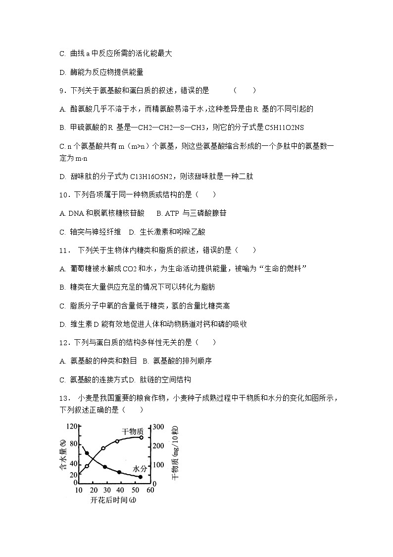 沪教版高中生物必修1第一节细胞由多种元素和化合物组成优质作业含答案203
