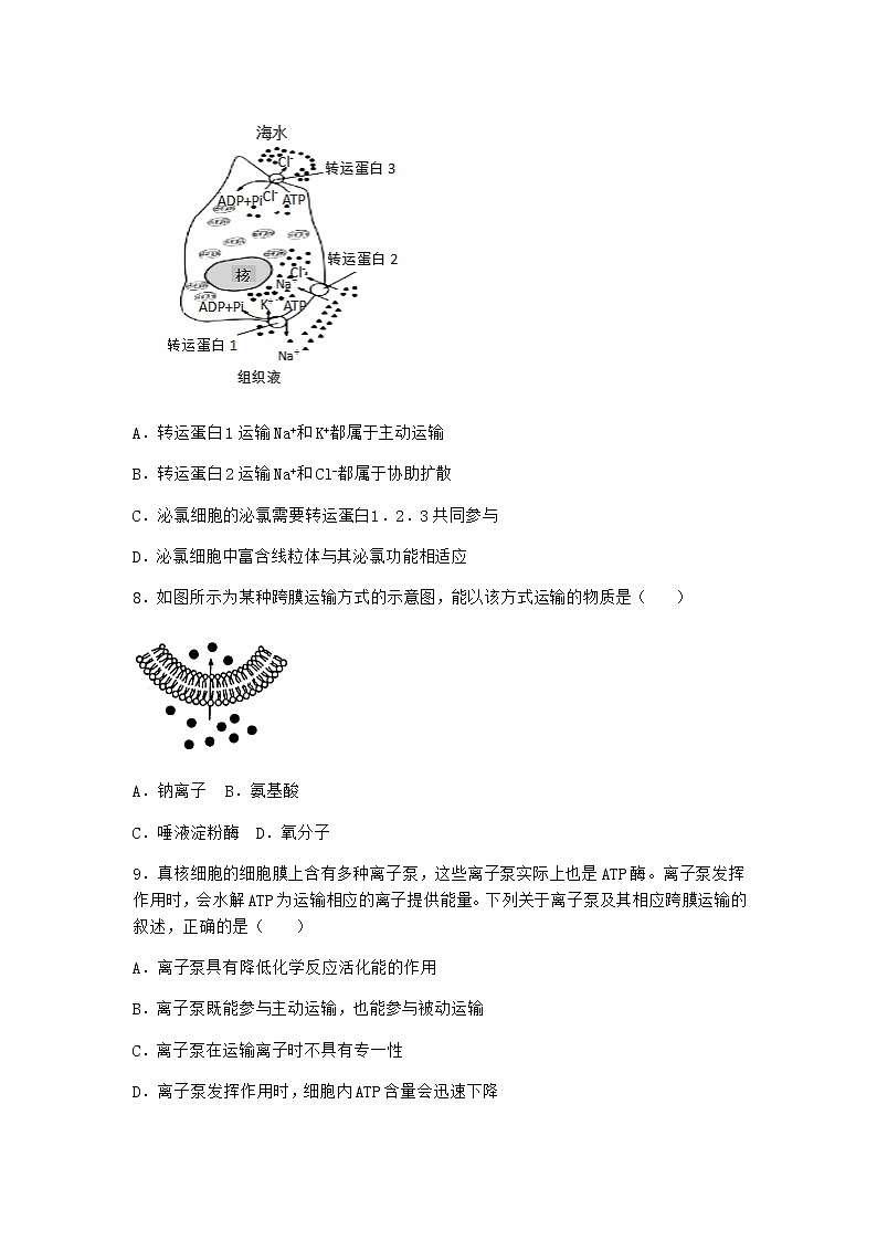 沪教版高中生物必修1第一节质膜参与物质交换和信息交流同步作业含答案1第3页