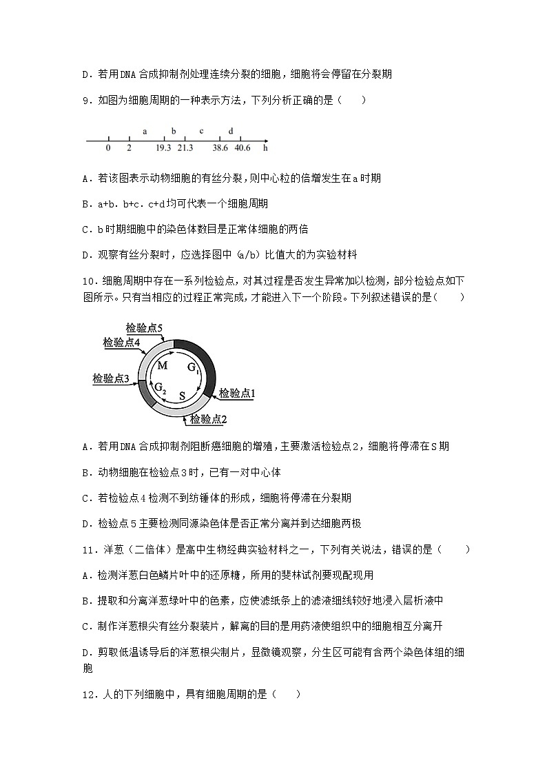 沪教版高中生物必修1第一节细胞通过不同的方式进行增殖同步作业含答案第3页