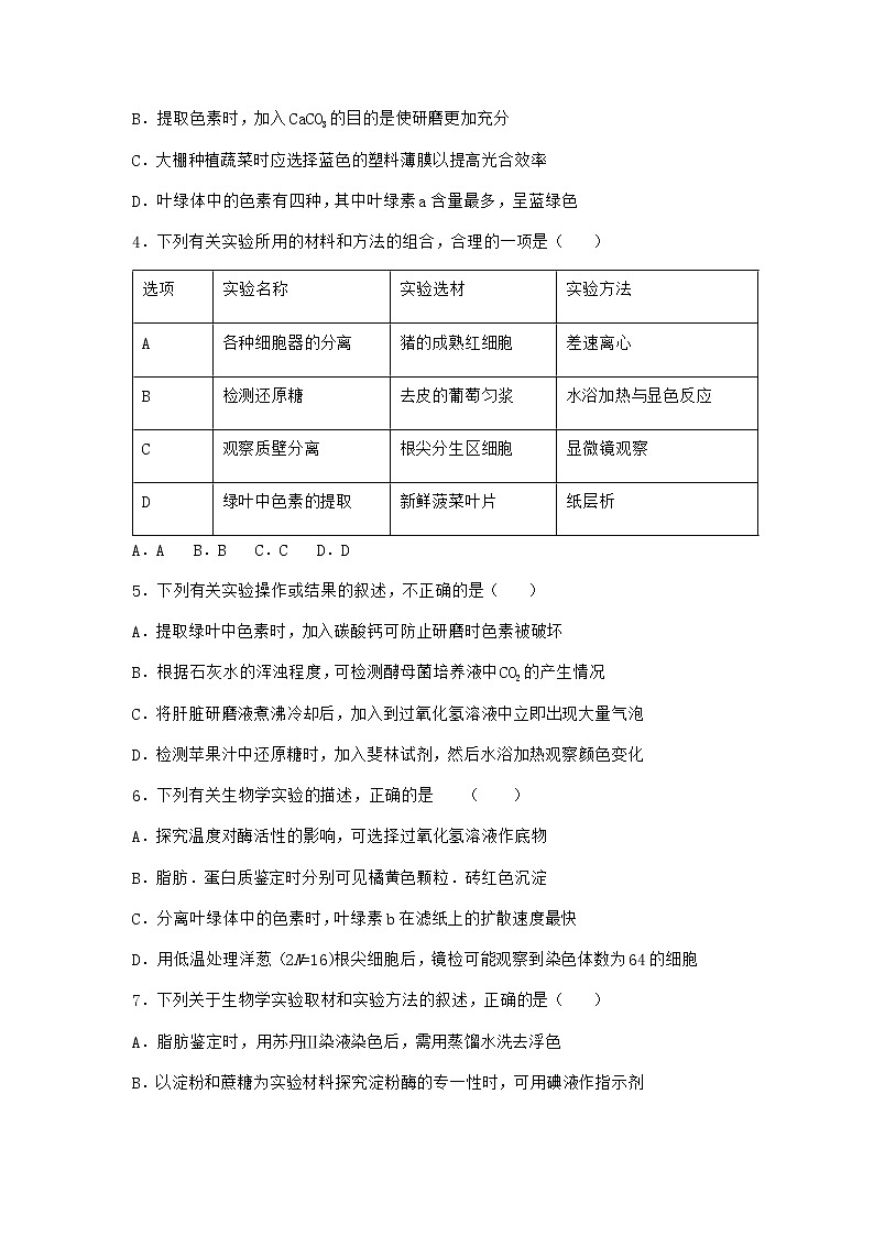 沪教版高中生物必修1第四节光能的捕获、转化和储存优选作业含答案1第2页